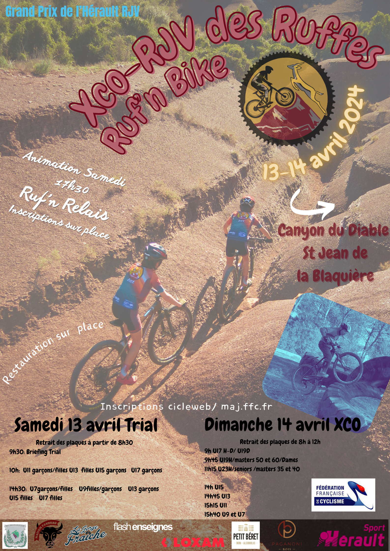 RJV des Ruffes XC + Trial dans l'hérault (34) les 13 et 14 avril 2024