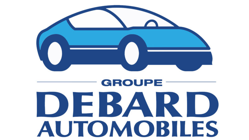 logo debard auto format carre ecrit bleu
